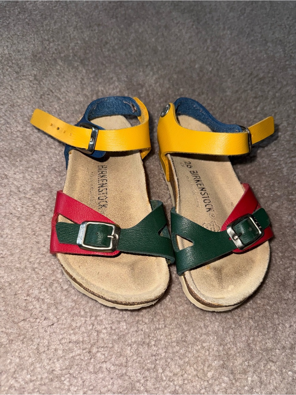 Birkenstock Kids Yellow, Blue, Green & Red Multi-strap Sandals